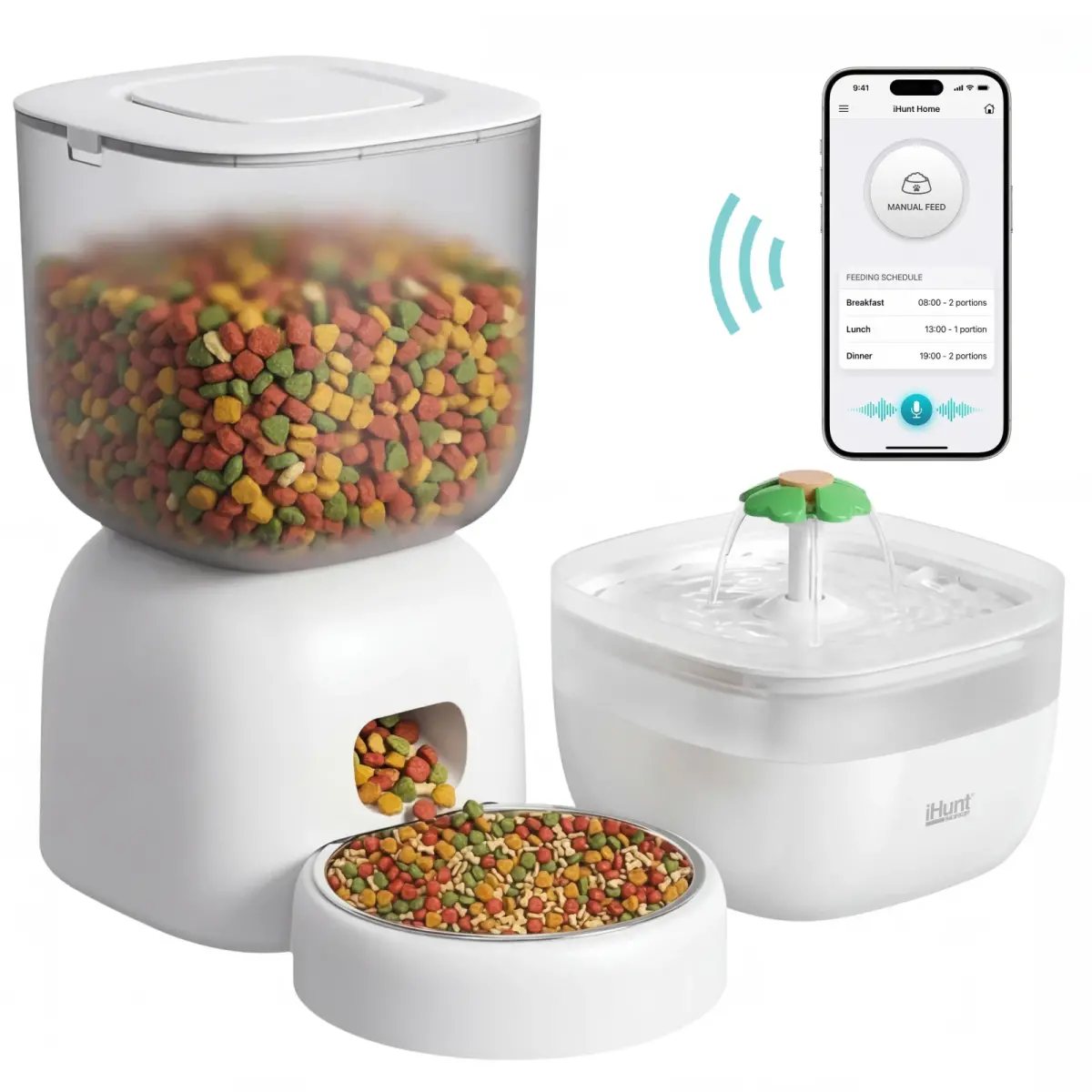 iHunt Smart Pet Care Pack, автоматична хранилка 3 л и фонтан за вода 2 л за домашни любимци 1