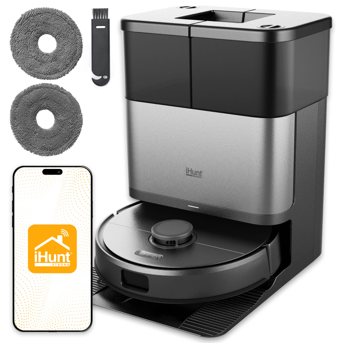 Робот-прахосмукачка с моп iHunt BRO Robo Clean V9, двойно лазерен AI, 10 000 Па, автоматично изпразване, LiDAR навигация, Wi-Fi 1